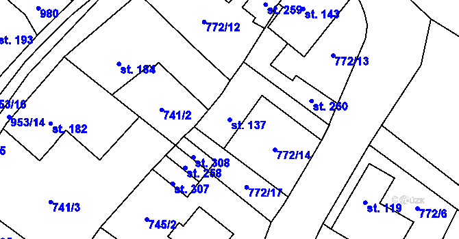 Parcela st. 137 v KÚ Chodouň, Katastrální mapa