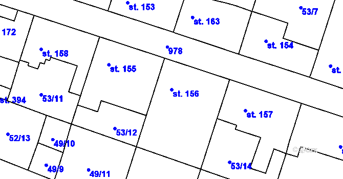 Parcela st. 156 v KÚ Chodouň, Katastrální mapa
