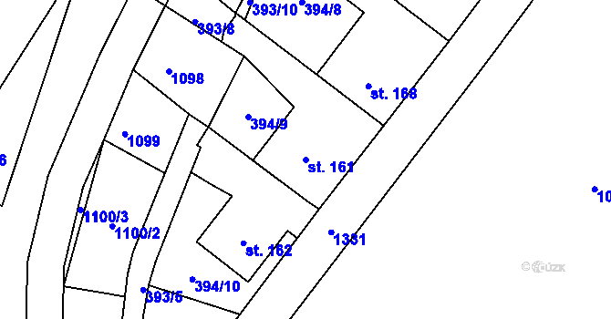 Parcela st. 161 v KÚ Chodouň, Katastrální mapa