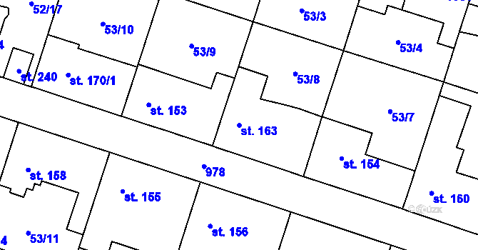 Parcela st. 163 v KÚ Chodouň, Katastrální mapa