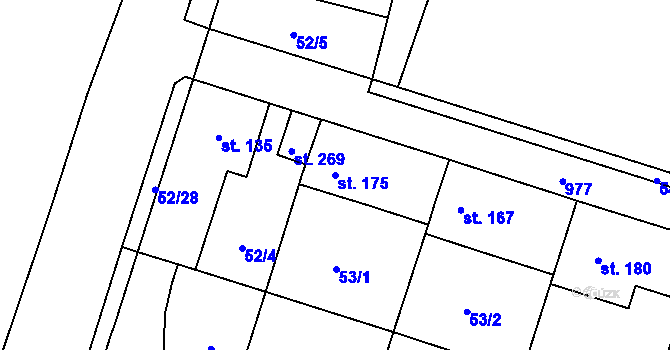 Parcela st. 175 v KÚ Chodouň, Katastrální mapa