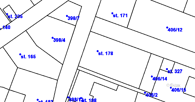 Parcela st. 178 v KÚ Chodouň, Katastrální mapa