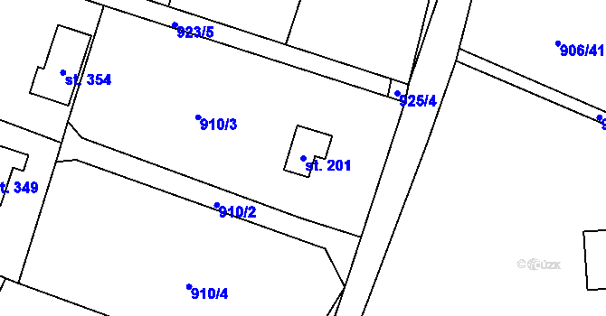 Parcela st. 201 v KÚ Chodouň, Katastrální mapa