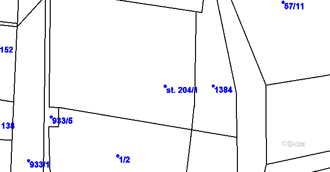 Parcela st. 204/1 v KÚ Chodouň, Katastrální mapa