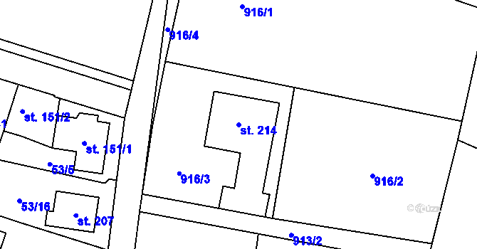 Parcela st. 214 v KÚ Chodouň, Katastrální mapa