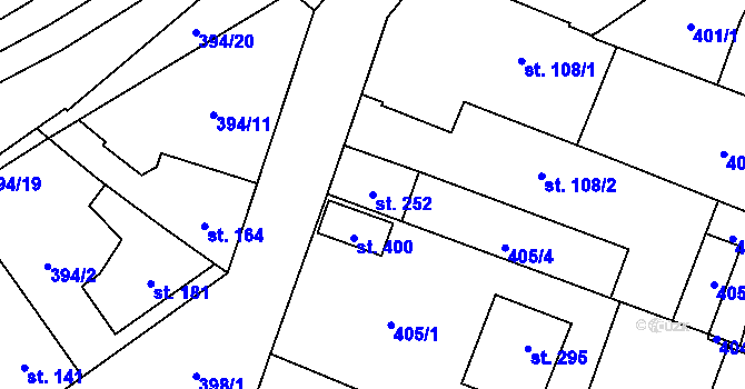 Parcela st. 252 v KÚ Chodouň, Katastrální mapa