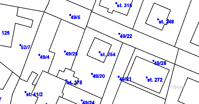 Parcela st. 254 v KÚ Chodouň, Katastrální mapa