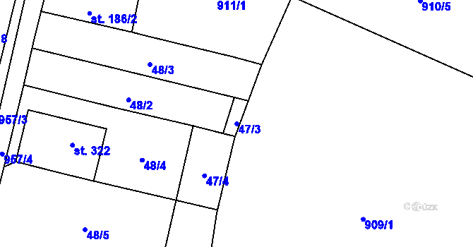 Parcela st. 47/3 v KÚ Chodouň, Katastrální mapa