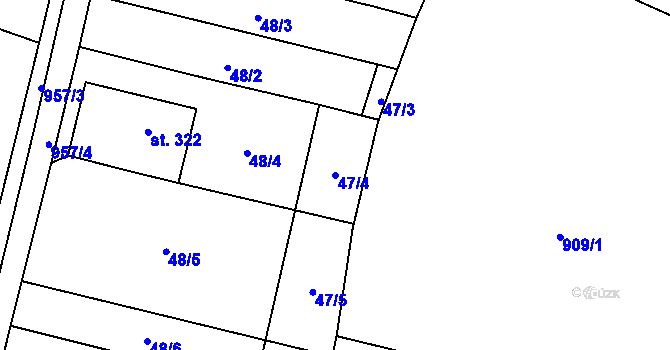 Parcela st. 47/4 v KÚ Chodouň, Katastrální mapa