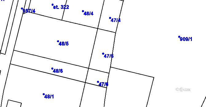 Parcela st. 47/5 v KÚ Chodouň, Katastrální mapa