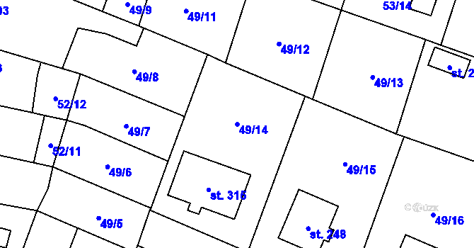Parcela st. 49/14 v KÚ Chodouň, Katastrální mapa