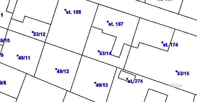 Parcela st. 53/14 v KÚ Chodouň, Katastrální mapa