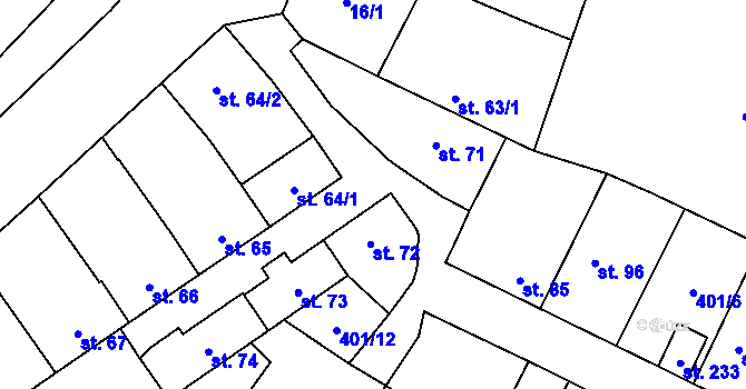 Parcela st. 401/2 v KÚ Chodouň, Katastrální mapa