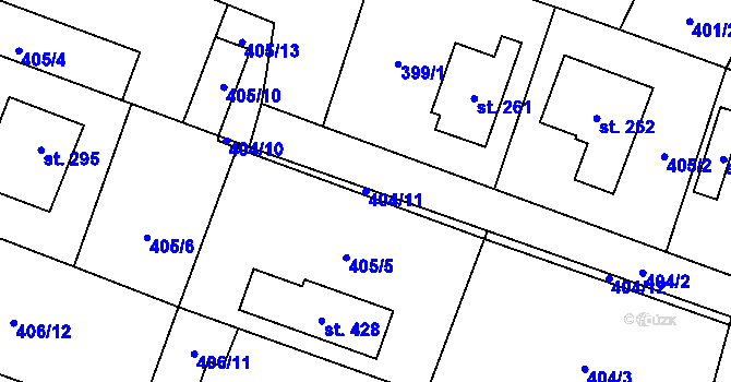 Parcela st. 404/11 v KÚ Chodouň, Katastrální mapa
