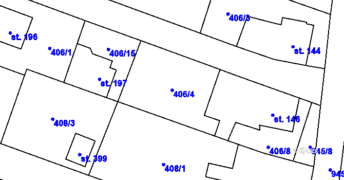 Parcela st. 406/4 v KÚ Chodouň, Katastrální mapa