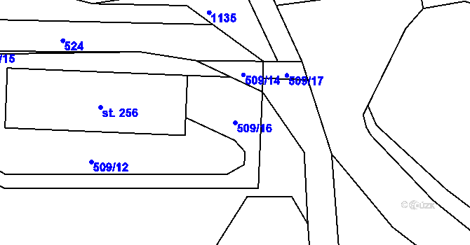 Parcela st. 509/16 v KÚ Chodouň, Katastrální mapa