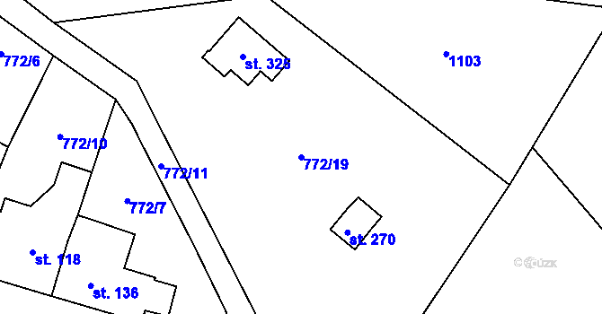 Parcela st. 772/19 v KÚ Chodouň, Katastrální mapa