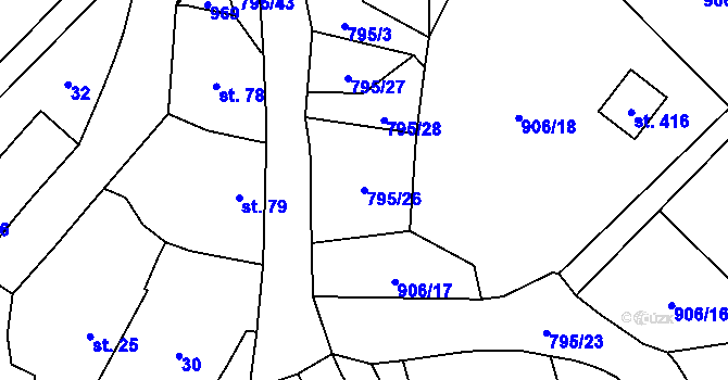 Parcela st. 795/26 v KÚ Chodouň, Katastrální mapa