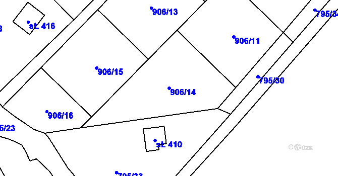 Parcela st. 906/14 v KÚ Chodouň, Katastrální mapa