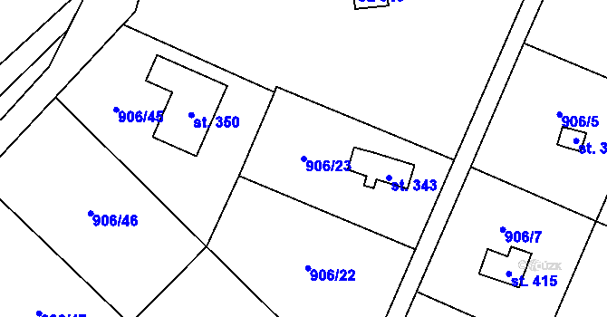 Parcela st. 906/23 v KÚ Chodouň, Katastrální mapa