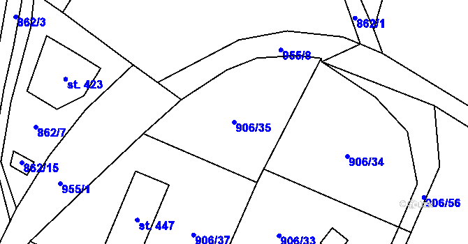 Parcela st. 906/35 v KÚ Chodouň, Katastrální mapa