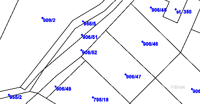 Parcela st. 906/50 v KÚ Chodouň, Katastrální mapa