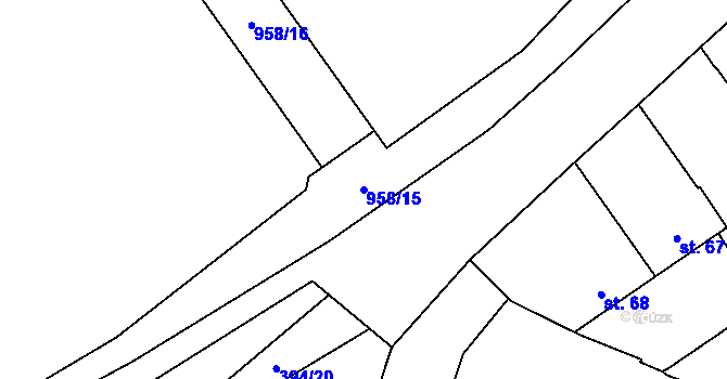 Parcela st. 958/15 v KÚ Chodouň, Katastrální mapa