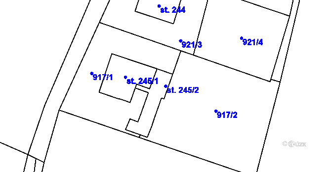 Parcela st. 245/2 v KÚ Chodouň, Katastrální mapa