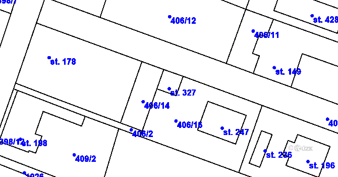 Parcela st. 327 v KÚ Chodouň, Katastrální mapa