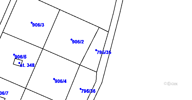 Parcela st. 795/35 v KÚ Chodouň, Katastrální mapa