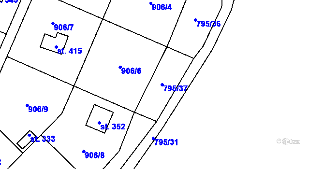 Parcela st. 795/37 v KÚ Chodouň, Katastrální mapa