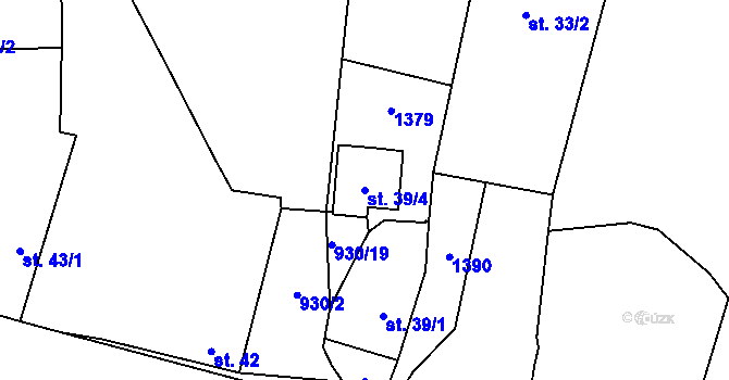 Parcela st. 39/4 v KÚ Chodouň, Katastrální mapa