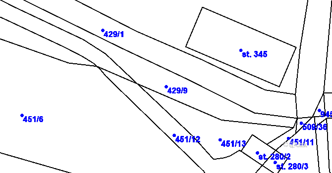 Parcela st. 429/9 v KÚ Chodouň, Katastrální mapa