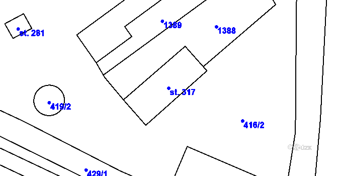 Parcela st. 317 v KÚ Chodouň, Katastrální mapa