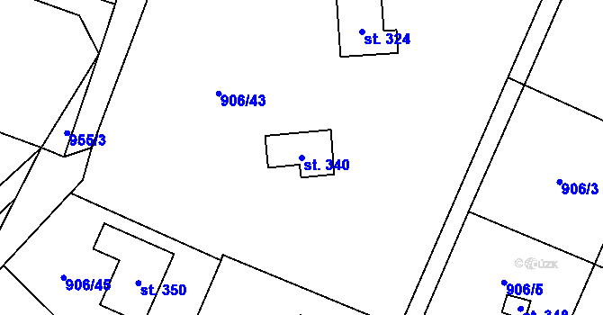 Parcela st. 340 v KÚ Chodouň, Katastrální mapa