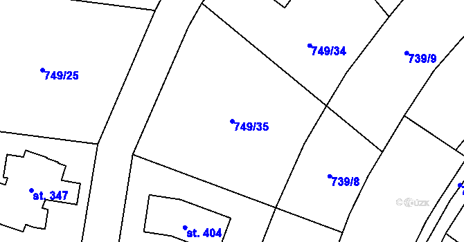 Parcela st. 749/35 v KÚ Chodouň, Katastrální mapa