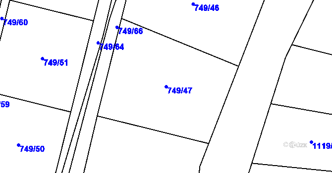 Parcela st. 749/47 v KÚ Chodouň, Katastrální mapa