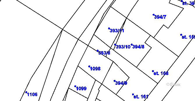 Parcela st. 393/8 v KÚ Chodouň, Katastrální mapa