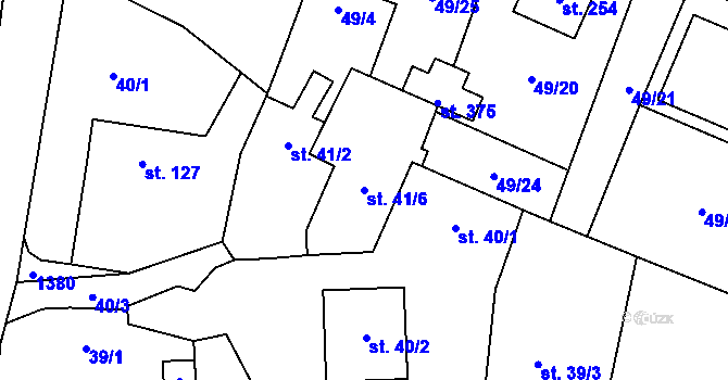 Parcela st. 41/6 v KÚ Chodouň, Katastrální mapa