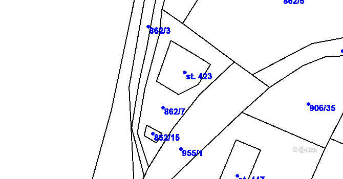 Parcela st. 862/13 v KÚ Chodouň, Katastrální mapa