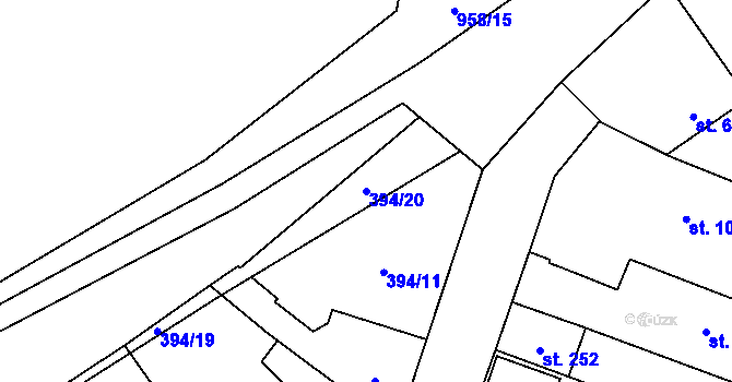 Parcela st. 394/20 v KÚ Chodouň, Katastrální mapa