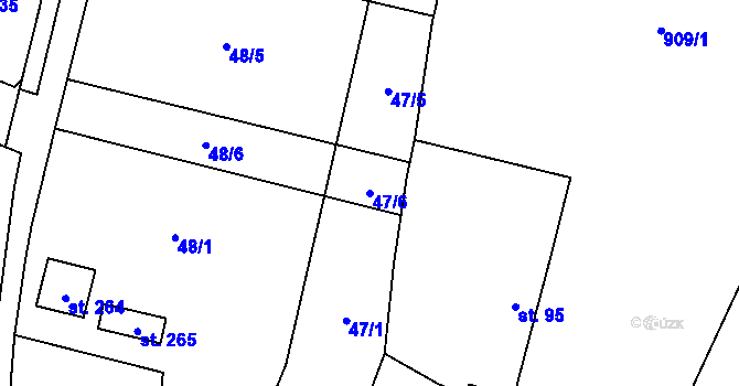 Parcela st. 47/6 v KÚ Chodouň, Katastrální mapa