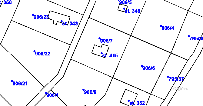 Parcela st. 415 v KÚ Chodouň, Katastrální mapa