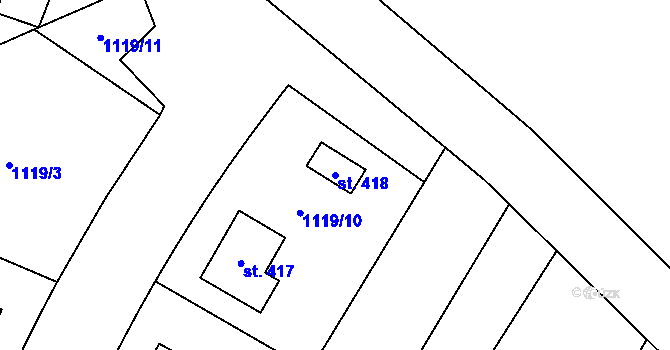Parcela st. 418 v KÚ Chodouň, Katastrální mapa