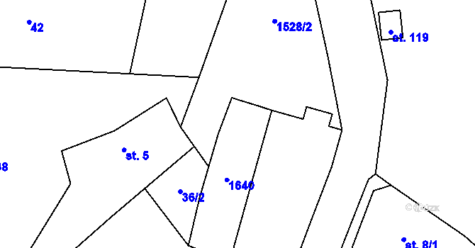 Parcela st. 6/2 v KÚ Chodouny, Katastrální mapa