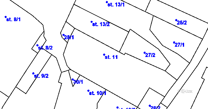 Parcela st. 11 v KÚ Chodouny, Katastrální mapa