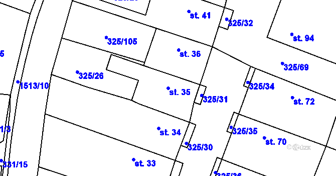 Parcela st. 35 v KÚ Chodouny, Katastrální mapa