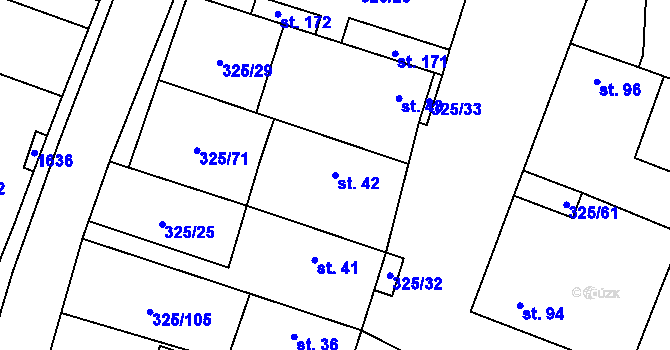 Parcela st. 42 v KÚ Chodouny, Katastrální mapa