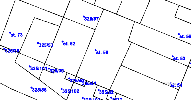 Parcela st. 58 v KÚ Chodouny, Katastrální mapa