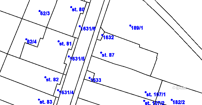 Parcela st. 87 v KÚ Chodouny, Katastrální mapa